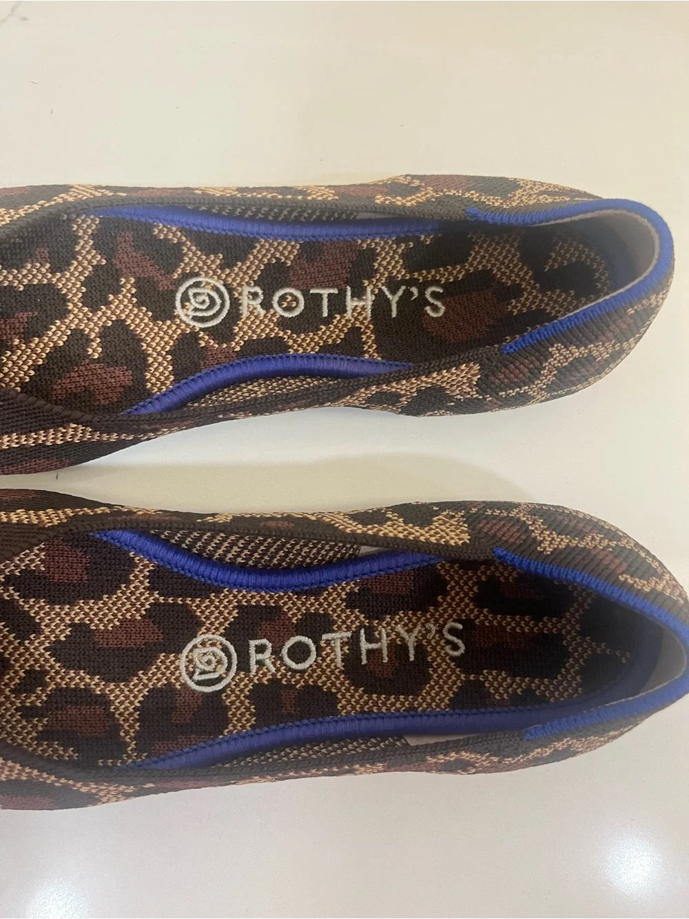 Rothy’s Pointed-Toe Knit Flats – Leopard Floral Print – Size 8